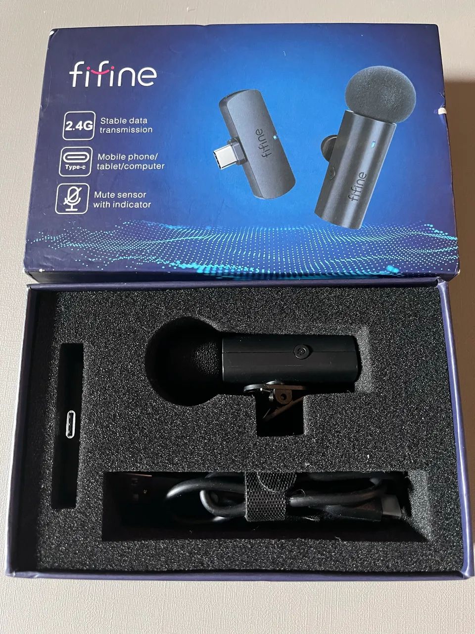 Microfone Lapela Sem Fio FIFINE M6 - Como Novo, com Caixa - Foto 2