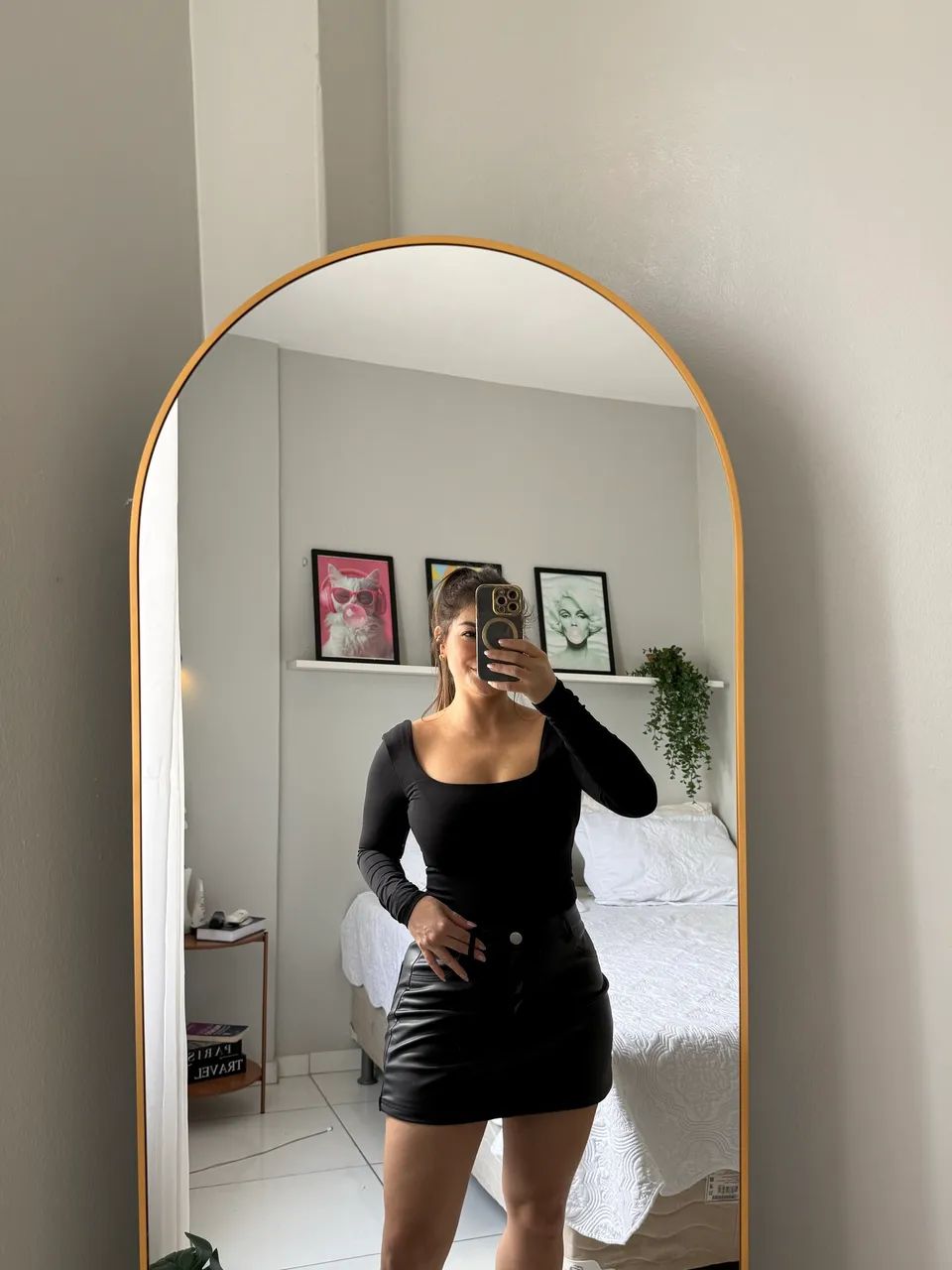 Short saia de PU Renner