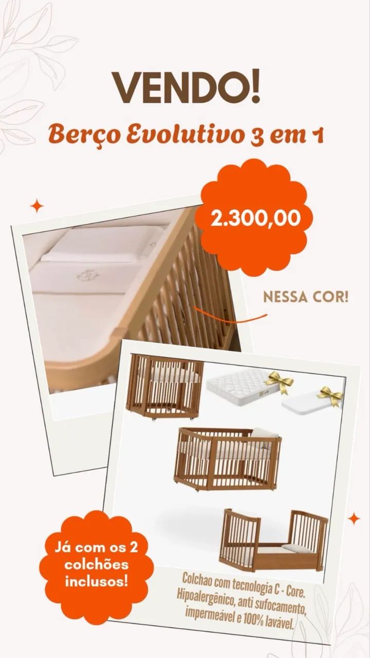 Berço evolutivo 3 em 1