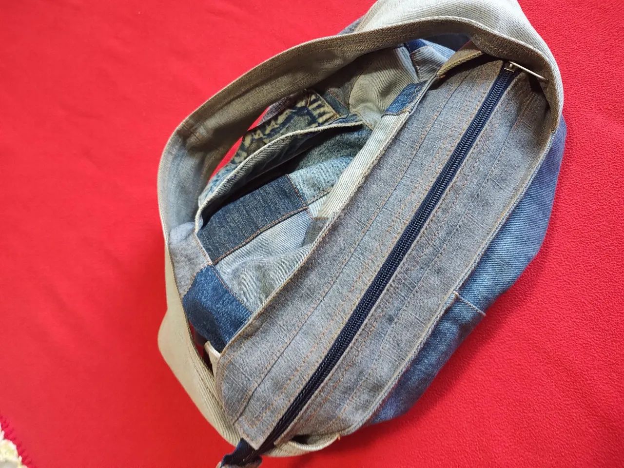 Sacola jeans retrô 40x30cm  - Foto 4