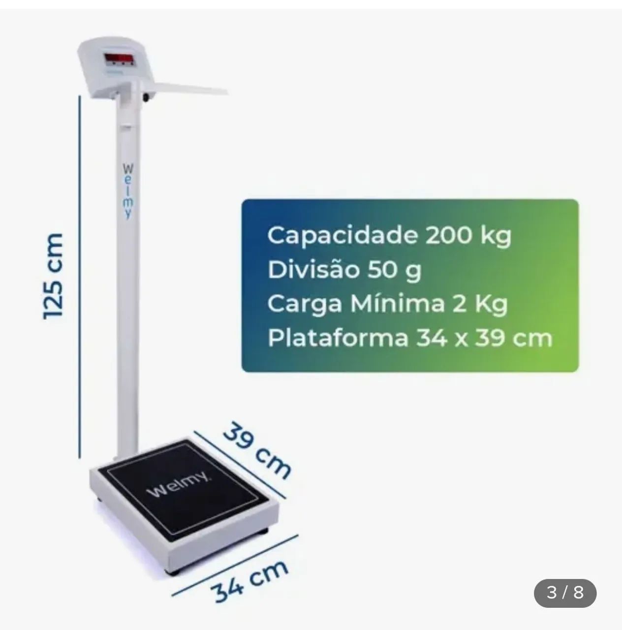 Balança digital welmy 200kg - Foto 4