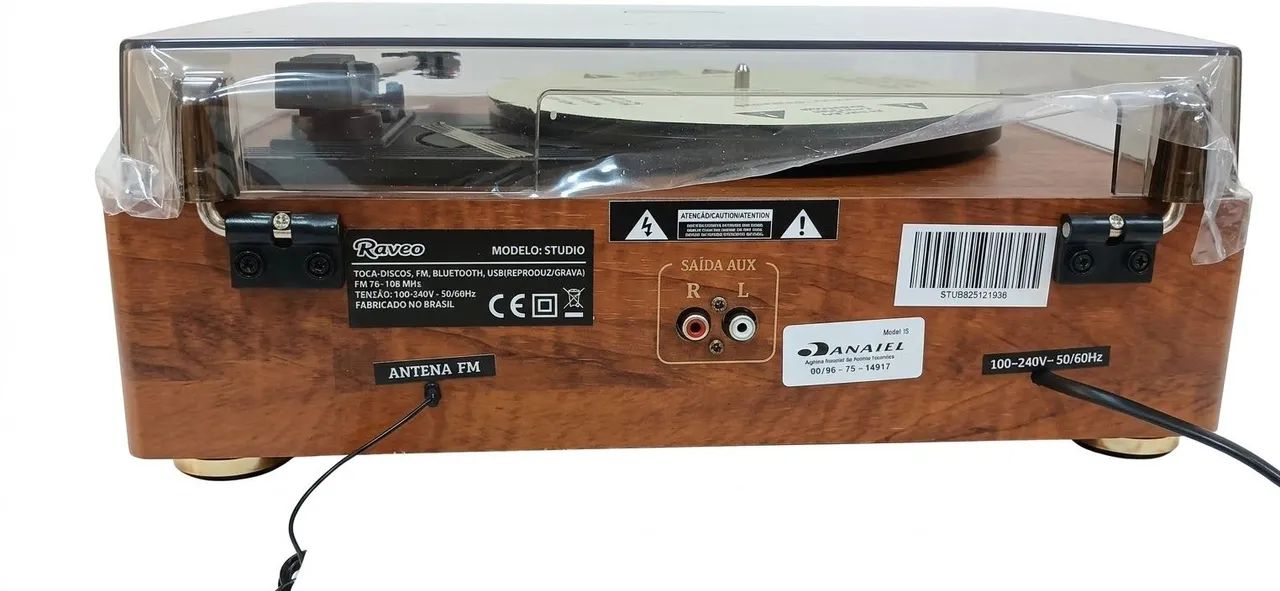 Vitrola Toca-Discos Raveo Studio USB Bluetooth FM Aux Marrom - Foto 3