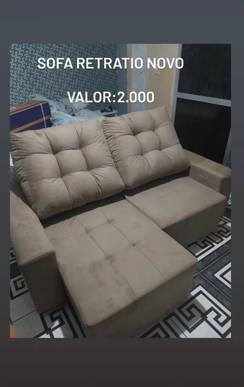 Sofá retrátil bege 