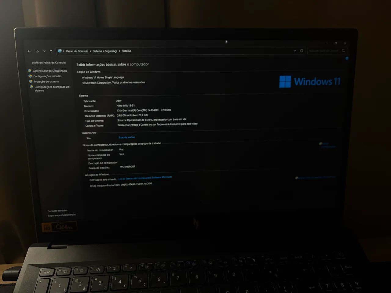 NOTEBOOK ACER NITRO V15 - RTX 4050 - 24GB RAM - Foto 3