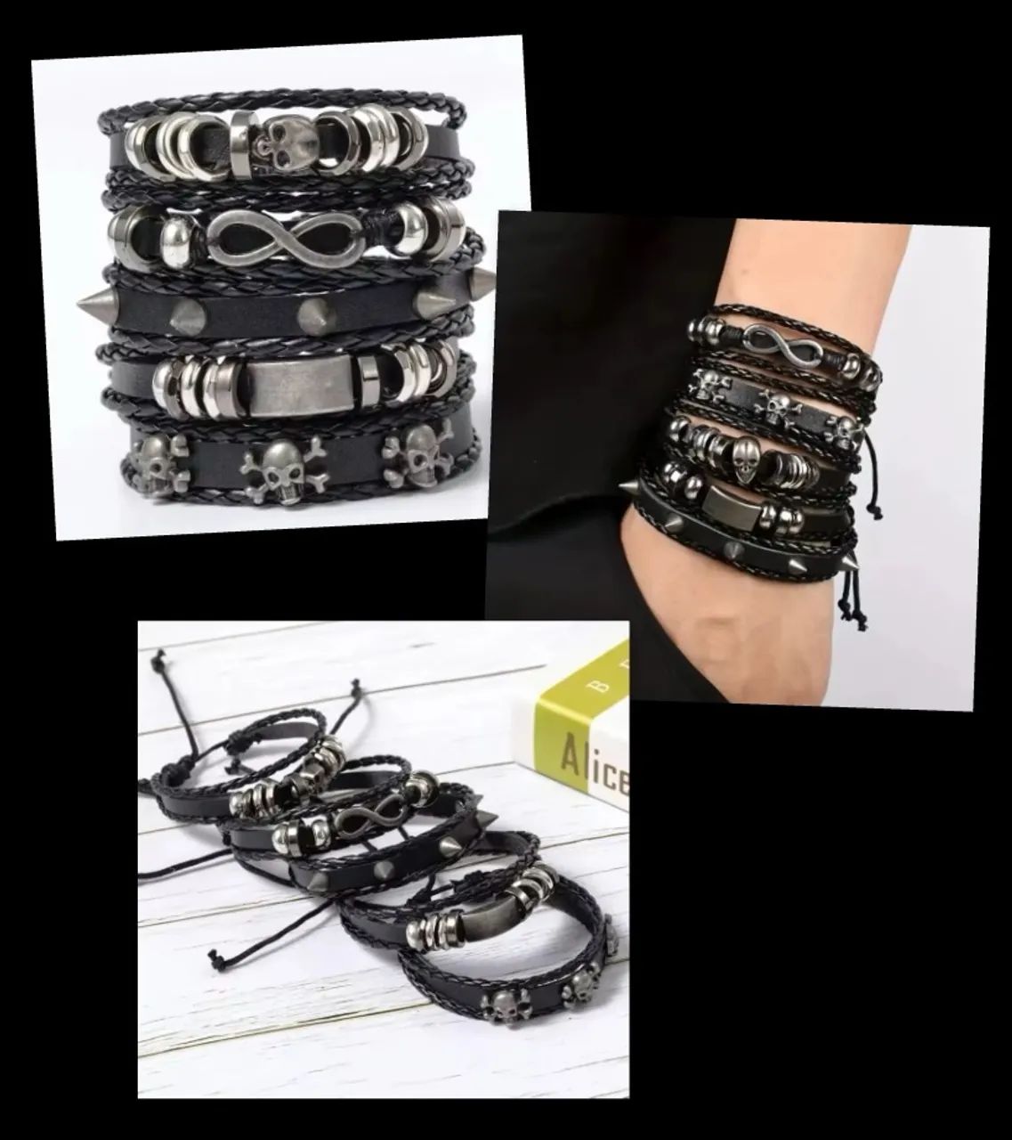 Kit com 5 pulseiras estilo trançado  - Foto 2