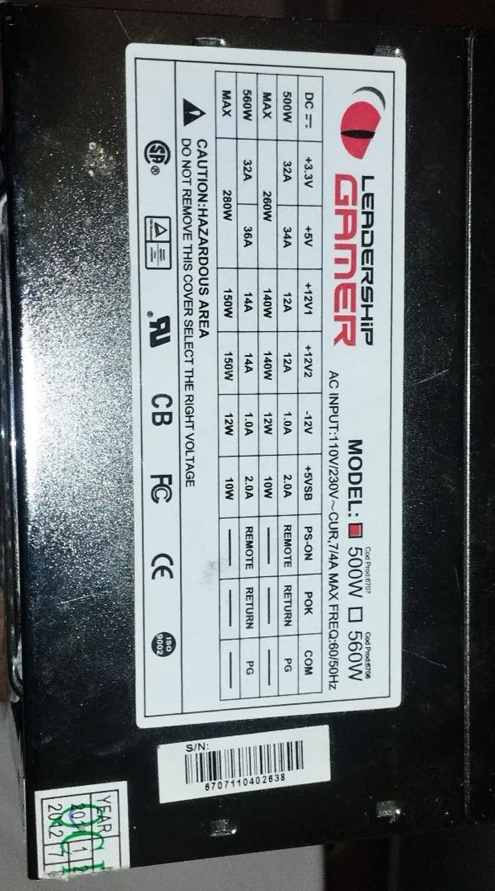 FONTE 500W ATX LEADERSHIP GAMER - Foto 2