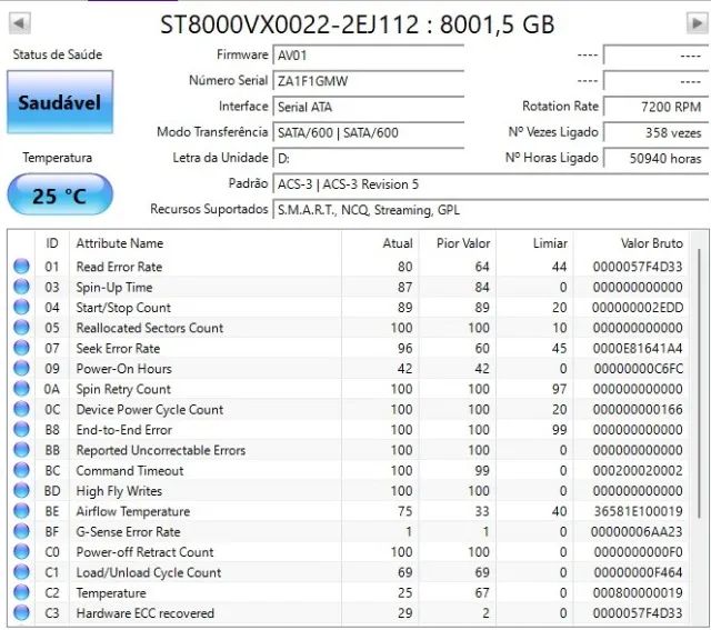 HD 8TB Seagate SkyHawk 7200rpm - Foto 2