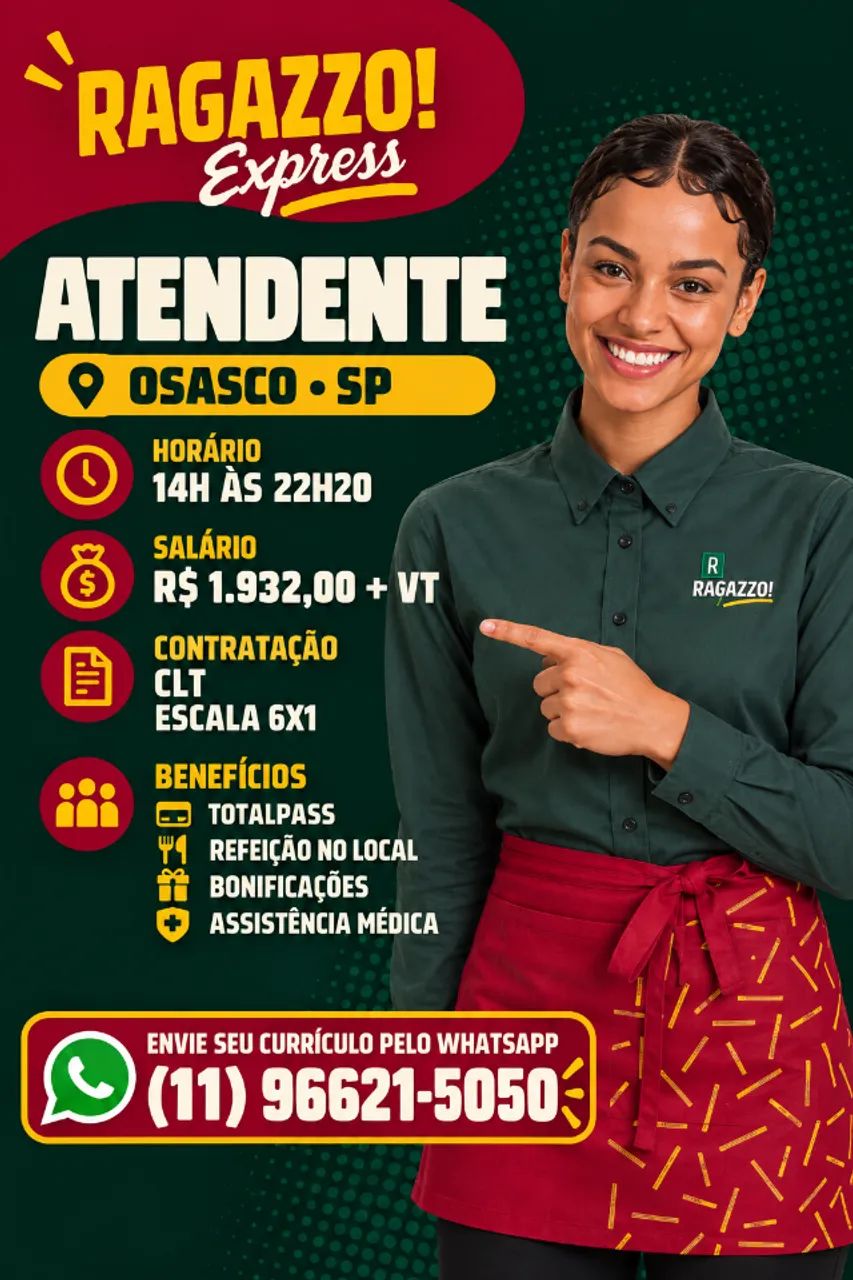 Vagas para Atendente : Osasco Centro 