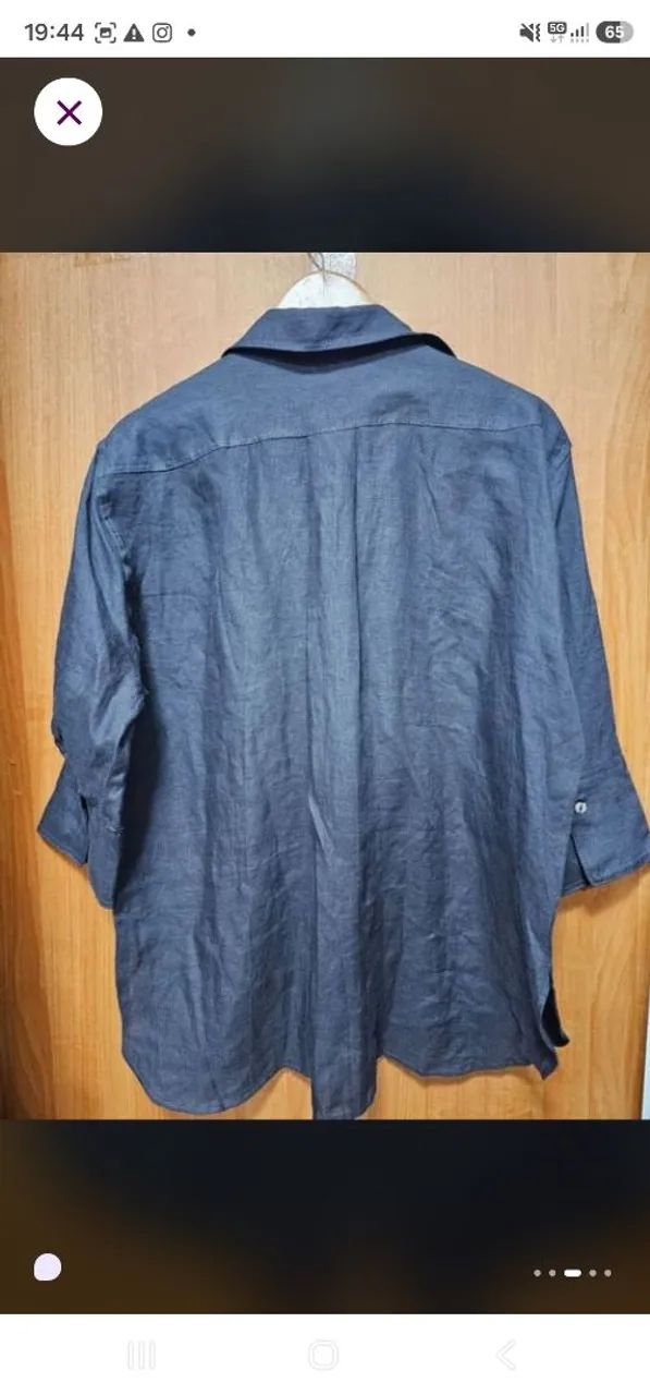 Camisa 100% linho azul marinho. Nova - Foto 3
