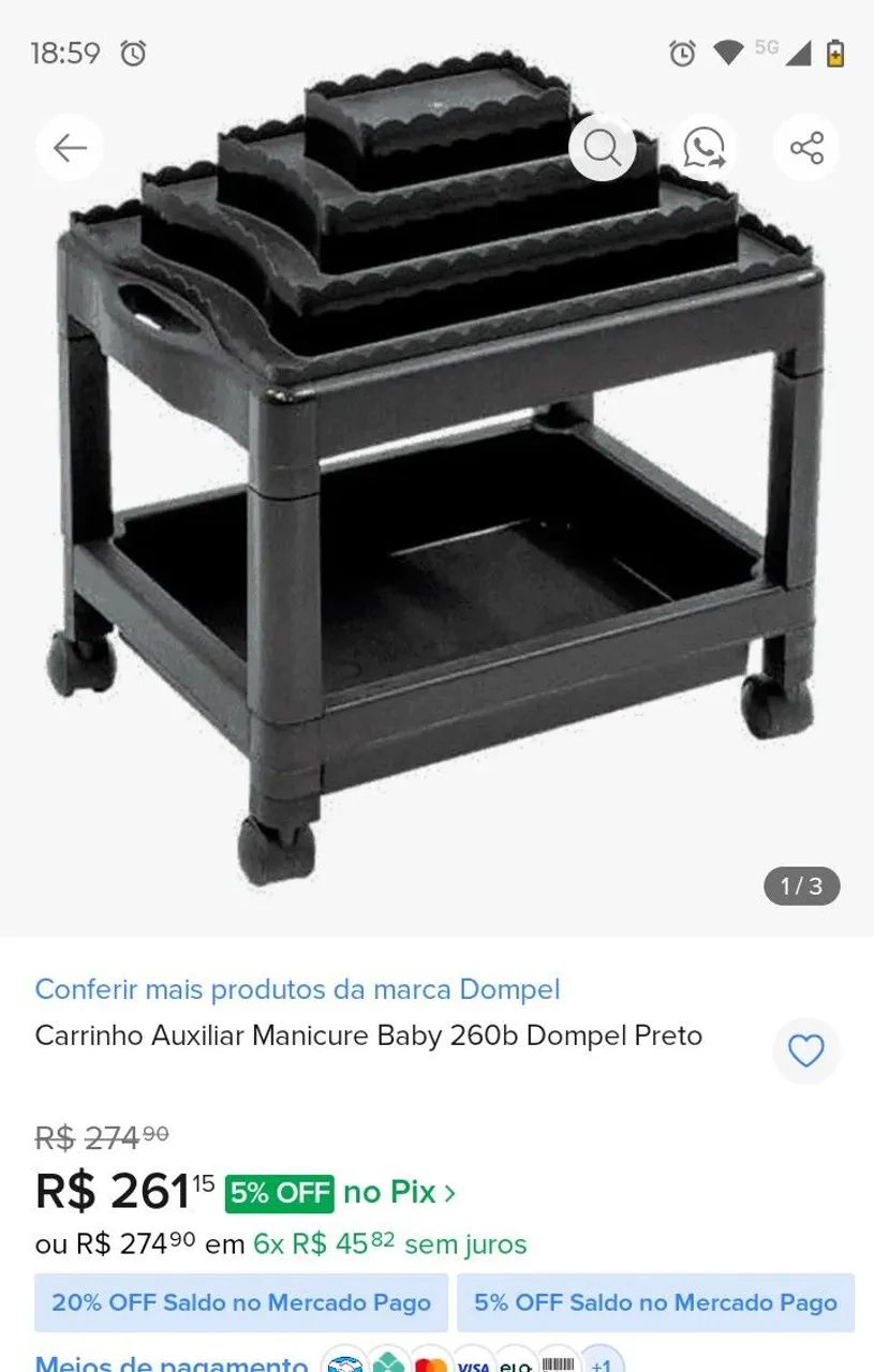 Mesa auxiliar manicure dompel - Foto 3