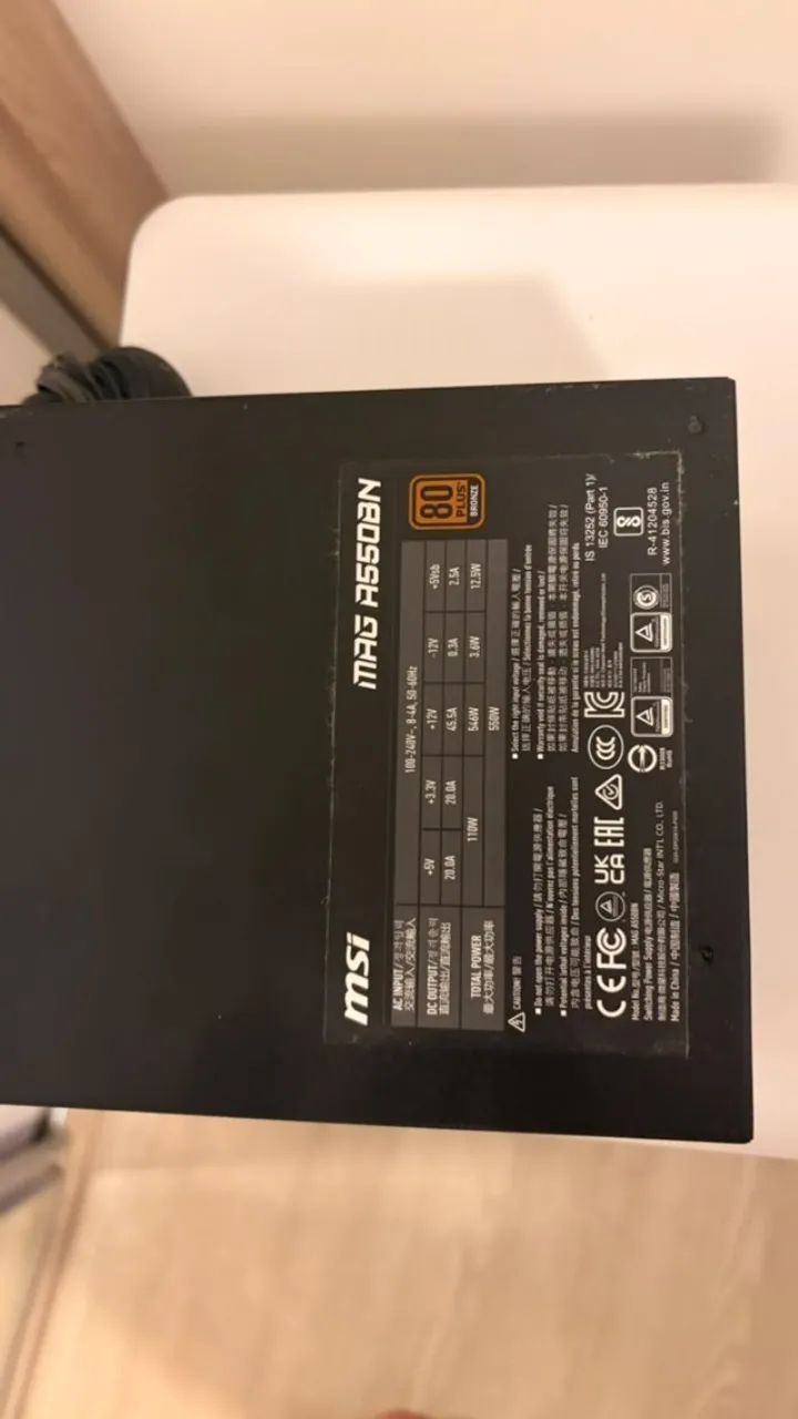 Fonte MSI MAG 550W, 80 Plus - Foto 3