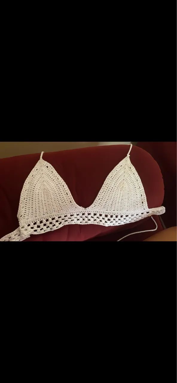 cropped branco de crochê 