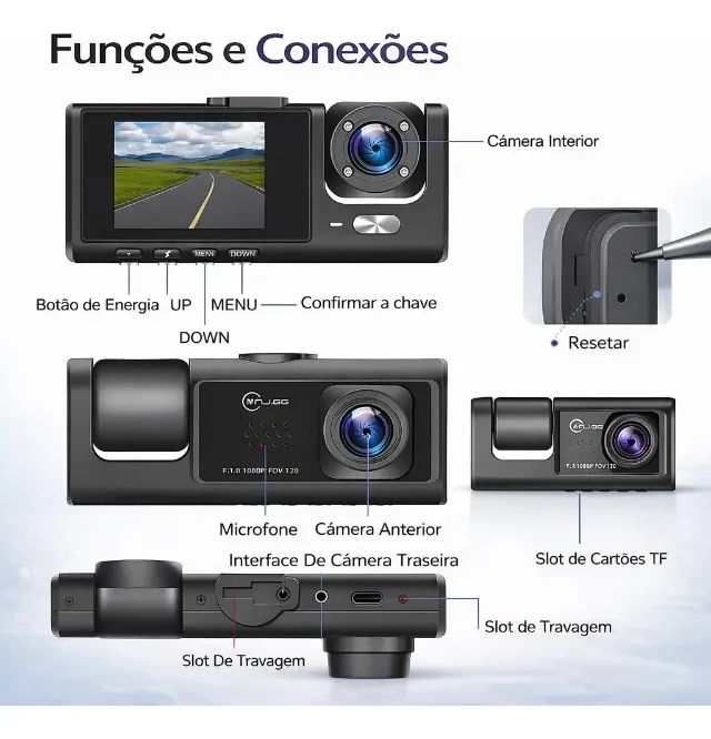 Camera Tripla Veicular Interna Ideal Para Uber Hd - Foto 5