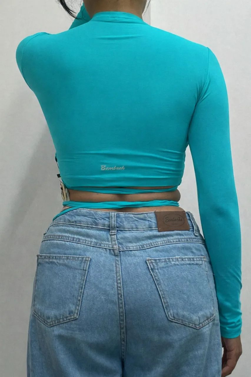 Blusa academia bambush turquesa - Foto 2