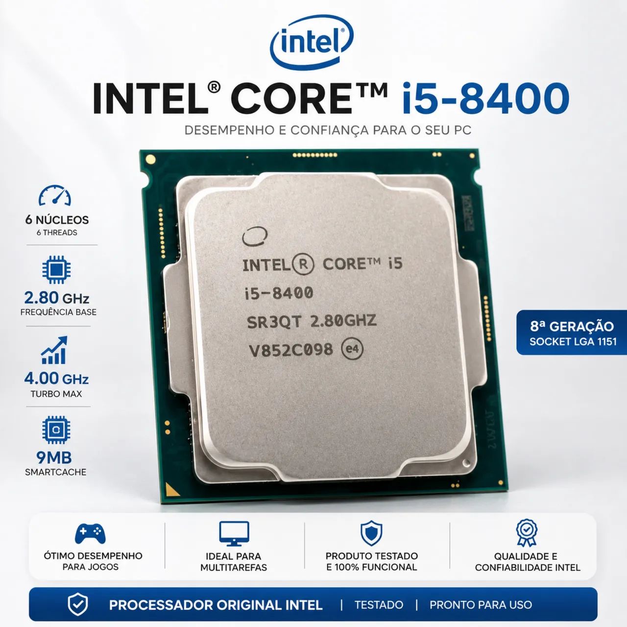 Processador Intel Core i5-8400 8ª Geração 2.80GHz (4.0GHz Turbo