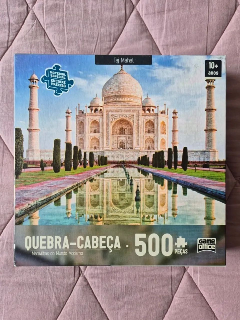 kit c/ 2 quebra-cabeça 500 peças: basílica de são pedro + taj
