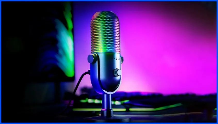 Microfone Razer Seiren V3 Chroma preto com conectividade USB RGB Lacrado - Foto 3