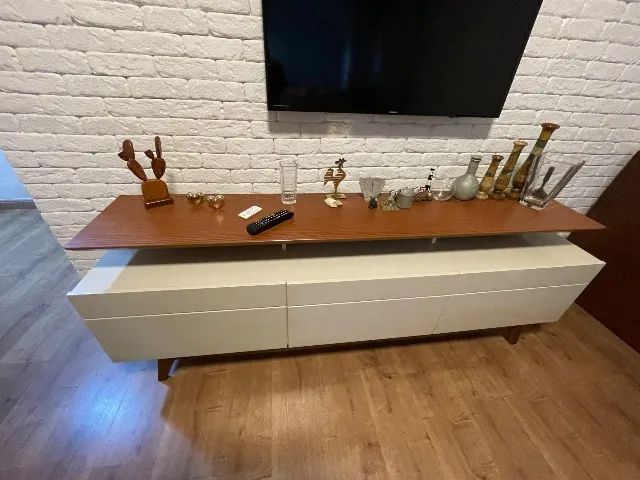 Rack para TV em MDF Freijó e Off White  - Foto 3