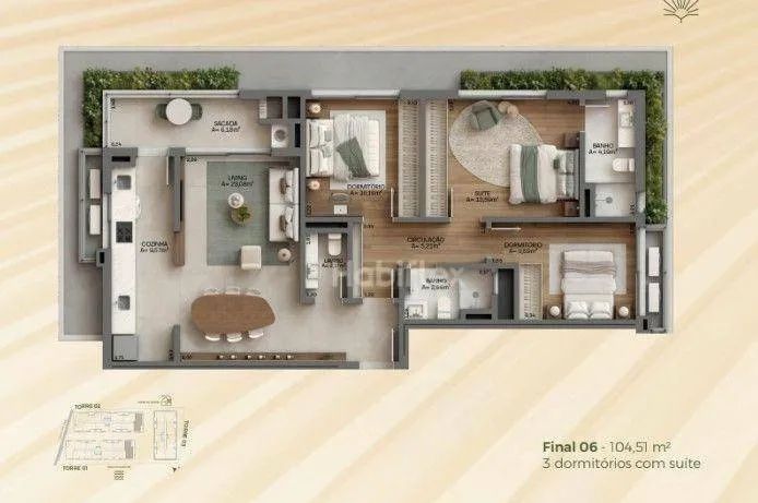 Apartamento com 3 dormitórios à venda - Campeche - Florianópolis/SC - Foto 3