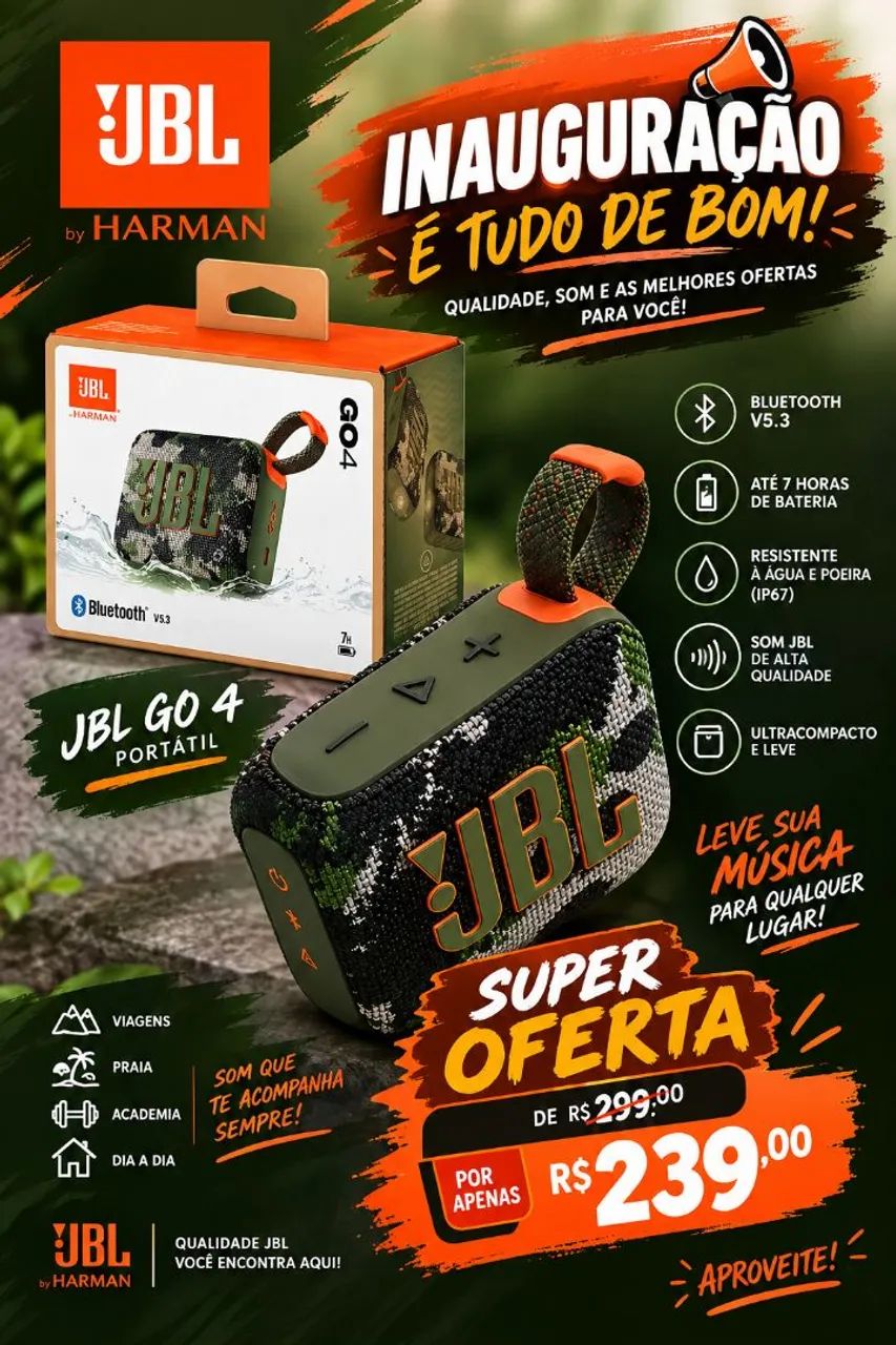 CAIXA DE SOM JBL GO4 CAMUFLADA 