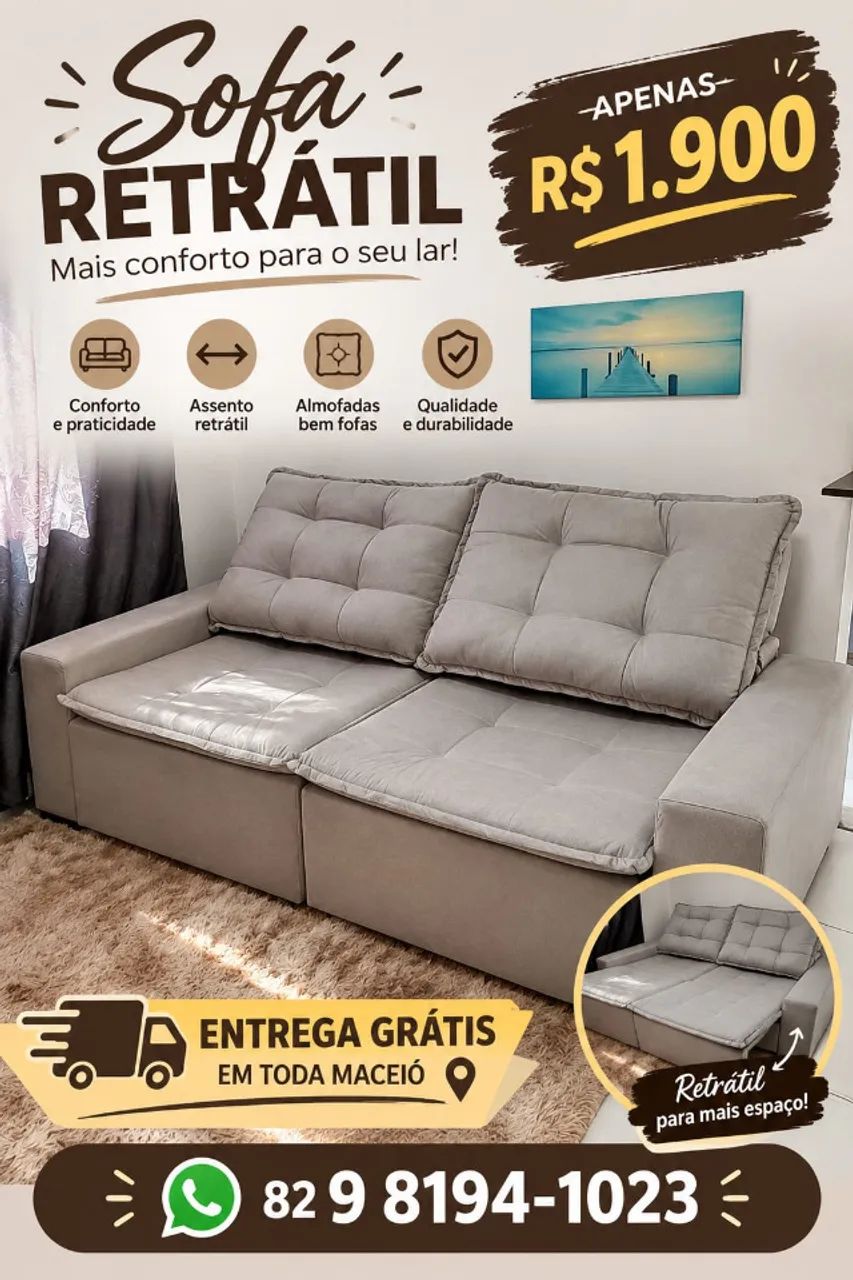 sofá retrátil 2.20mt 