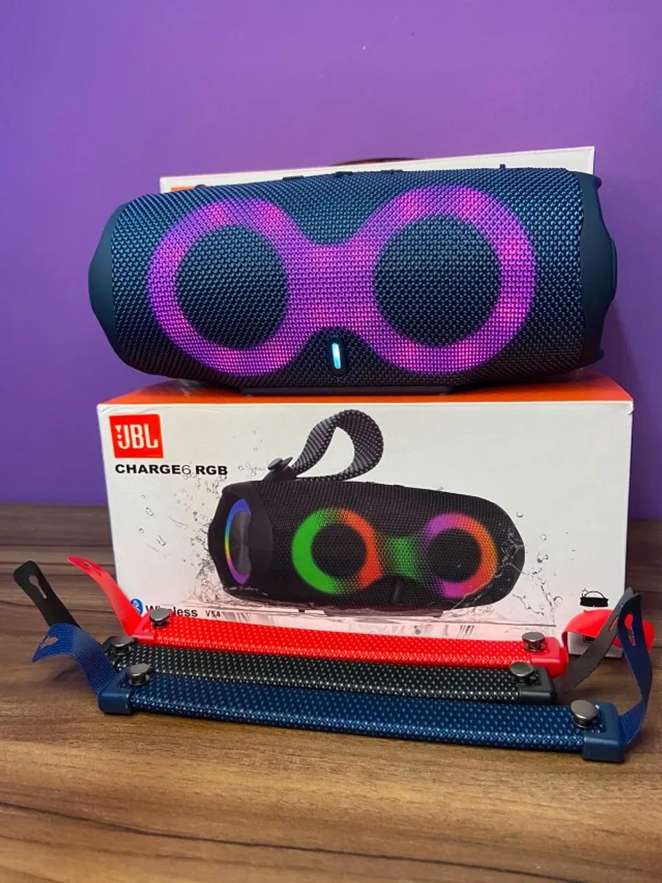 Caixa de Som Bluetooth Charge 6 Led RGB azul 