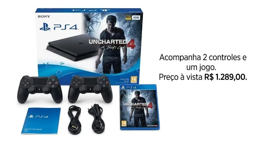 PS4 Slim 2 Controles e 1 jogo