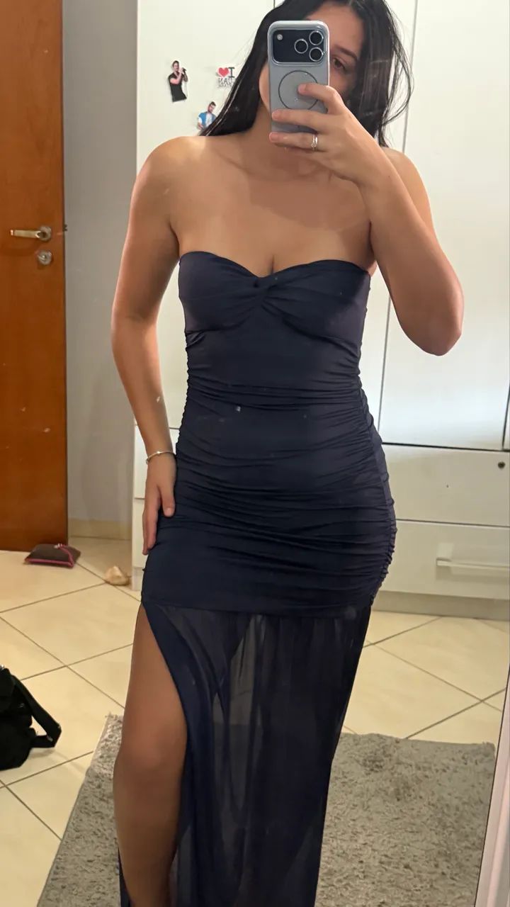 Vestido Azul - tomara que caia 