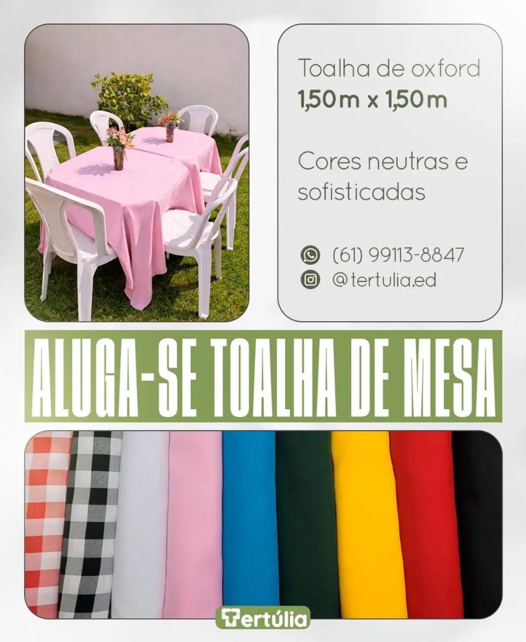 Aluguel de toalhas de mesa 
