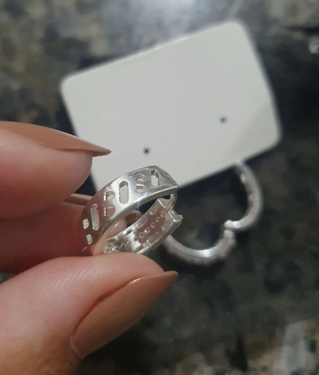 Brinco Argola Cravejado Prata - Foto 3