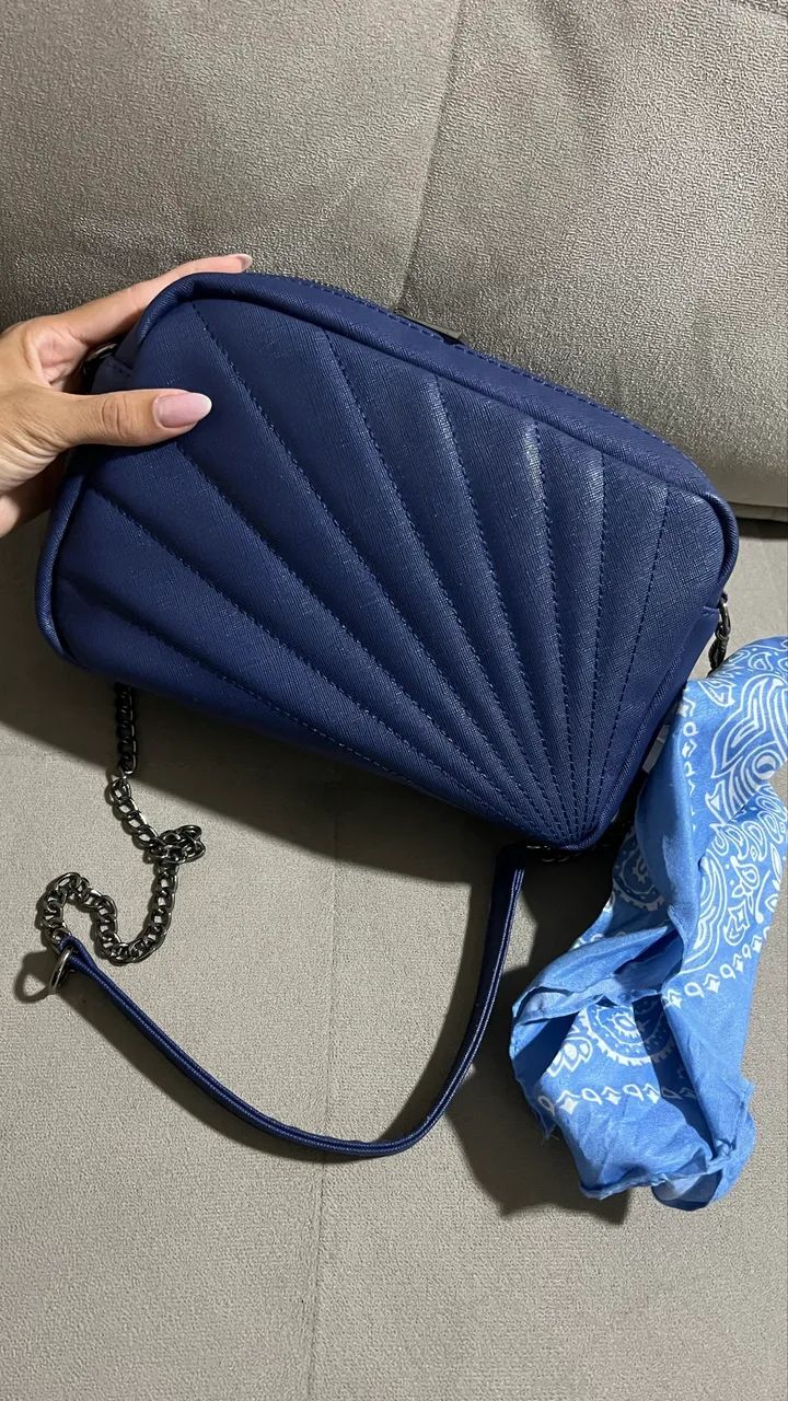 Bolsa azul com lenço  - Foto 2