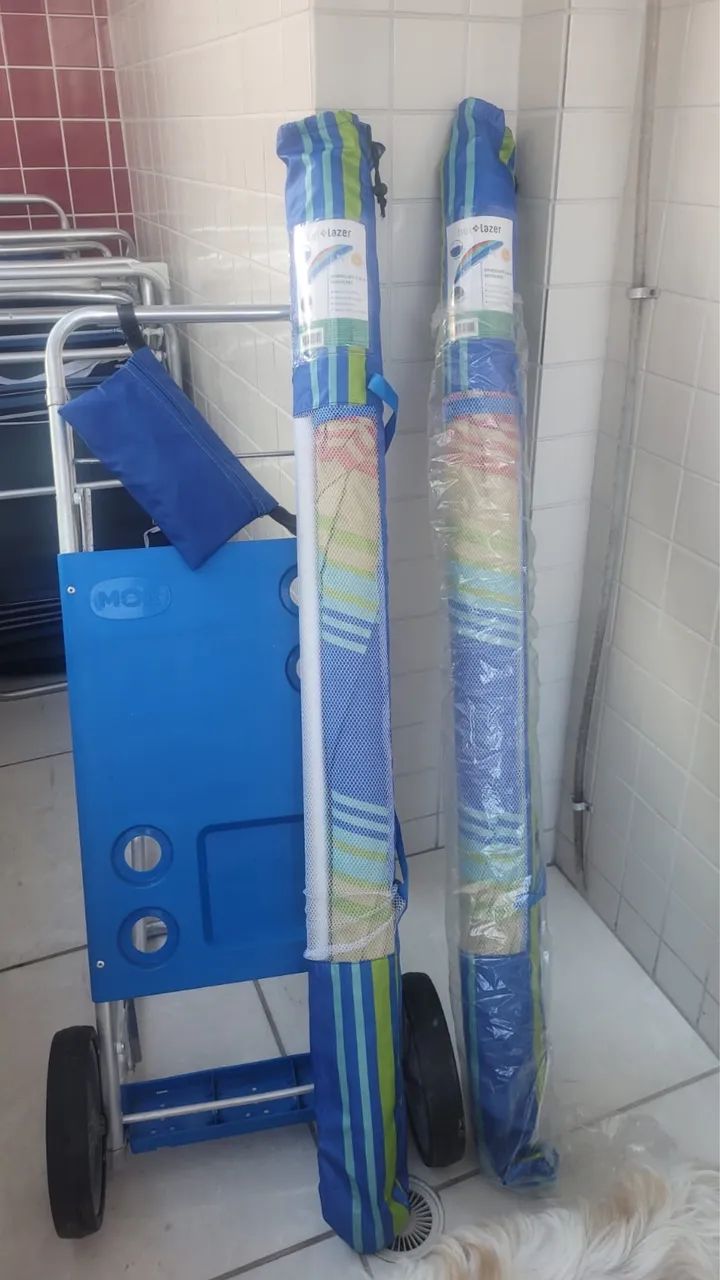 Kit Praia Completo - Carrinho MOR + 2 Guarda-Sóis Bel Lazer