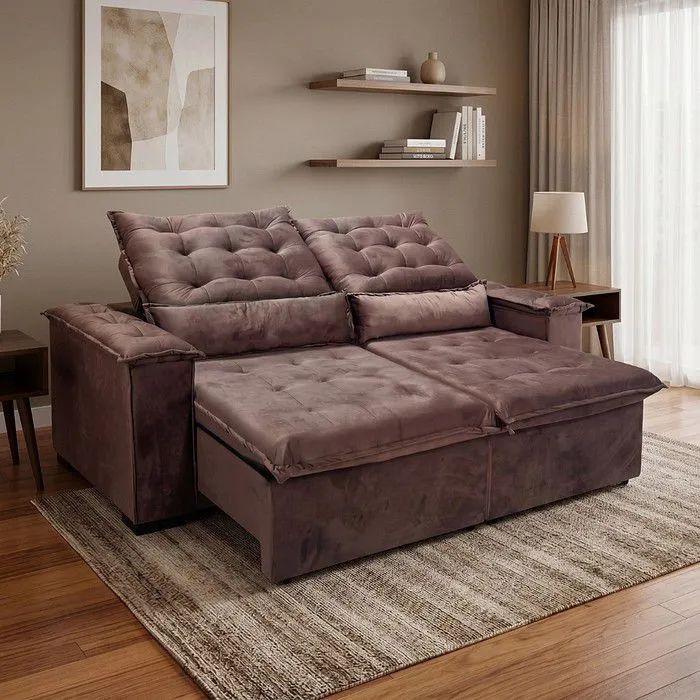 Sofá Retrátil Reclinável Dcore Veneza 210cm 2 Módulos - Foto 2