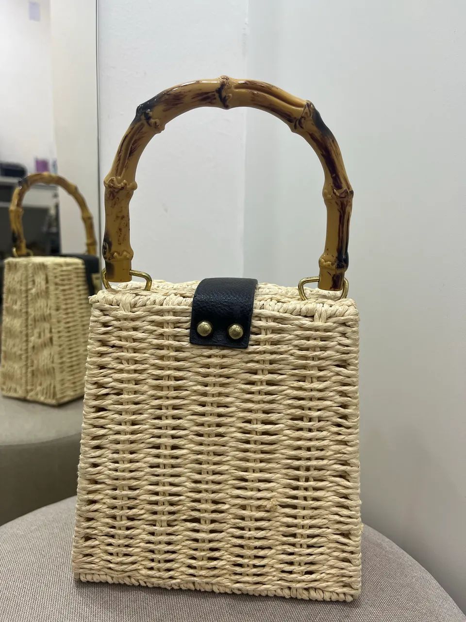 Bolsa estruturada palha  - Foto 5