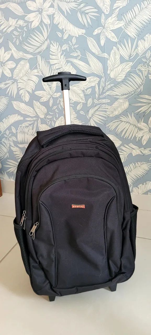 Mochila Preta Executiva Sestini com carrinho