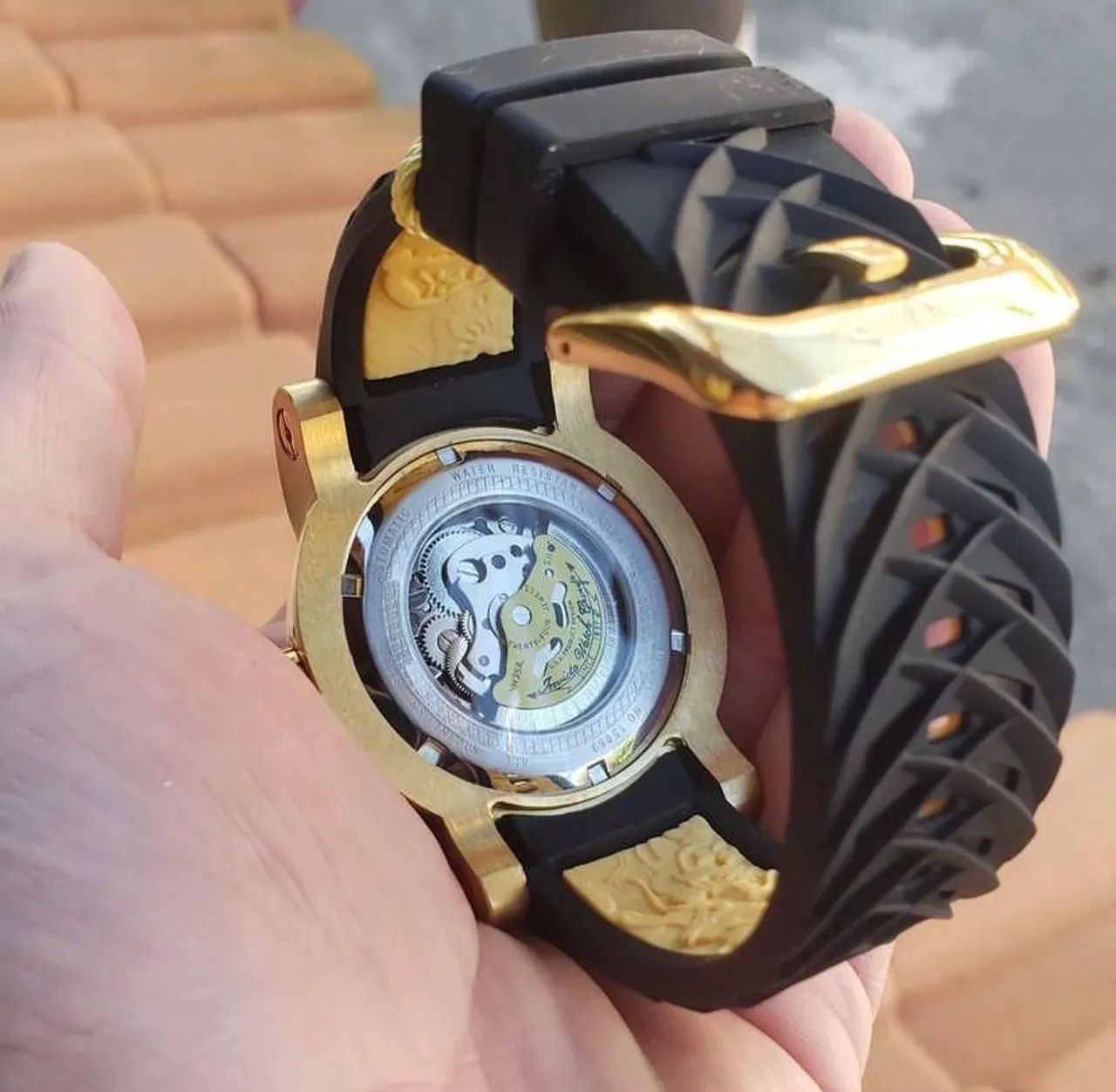 Relógio Estilo Yakuza Automático - Fundo de Vidro e Caixa em Aço Inoxidável - Foto 4