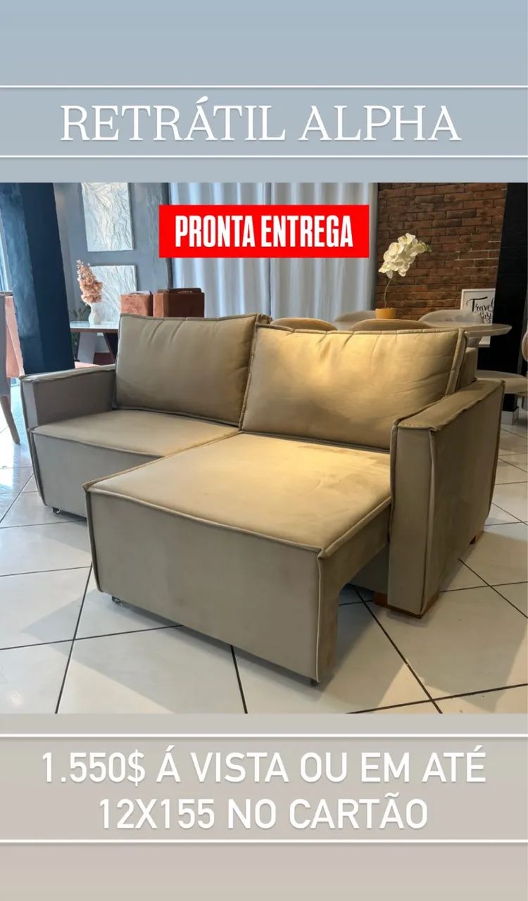 Sofá gaya retrátil pronta entrega 