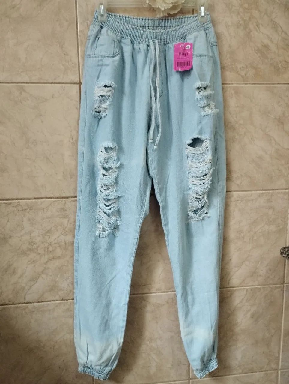 Calça jeans destroyed jogger nova n.46 - Foto 2