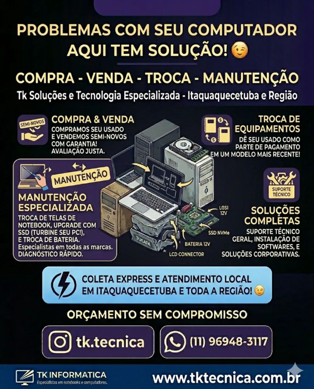 TK Assistência Técnica Notebook e Desktop em 24h