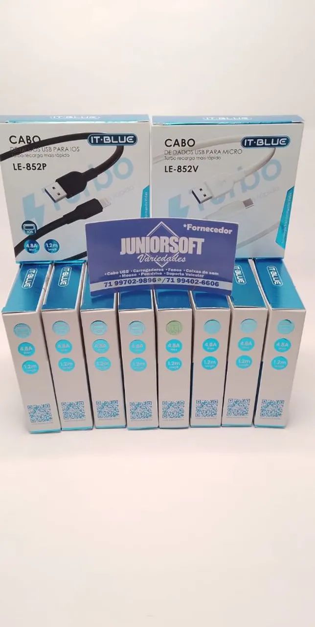 Kit com 10 cabos USB tipo C e V.8 para revenda 