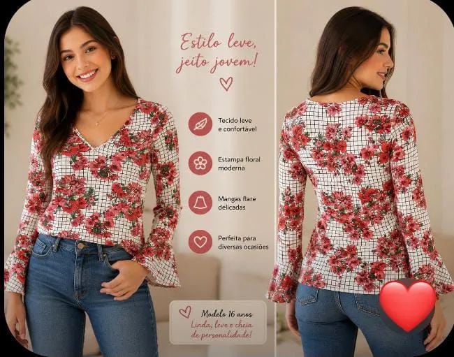 Desapego linda blusa floral manga comprida