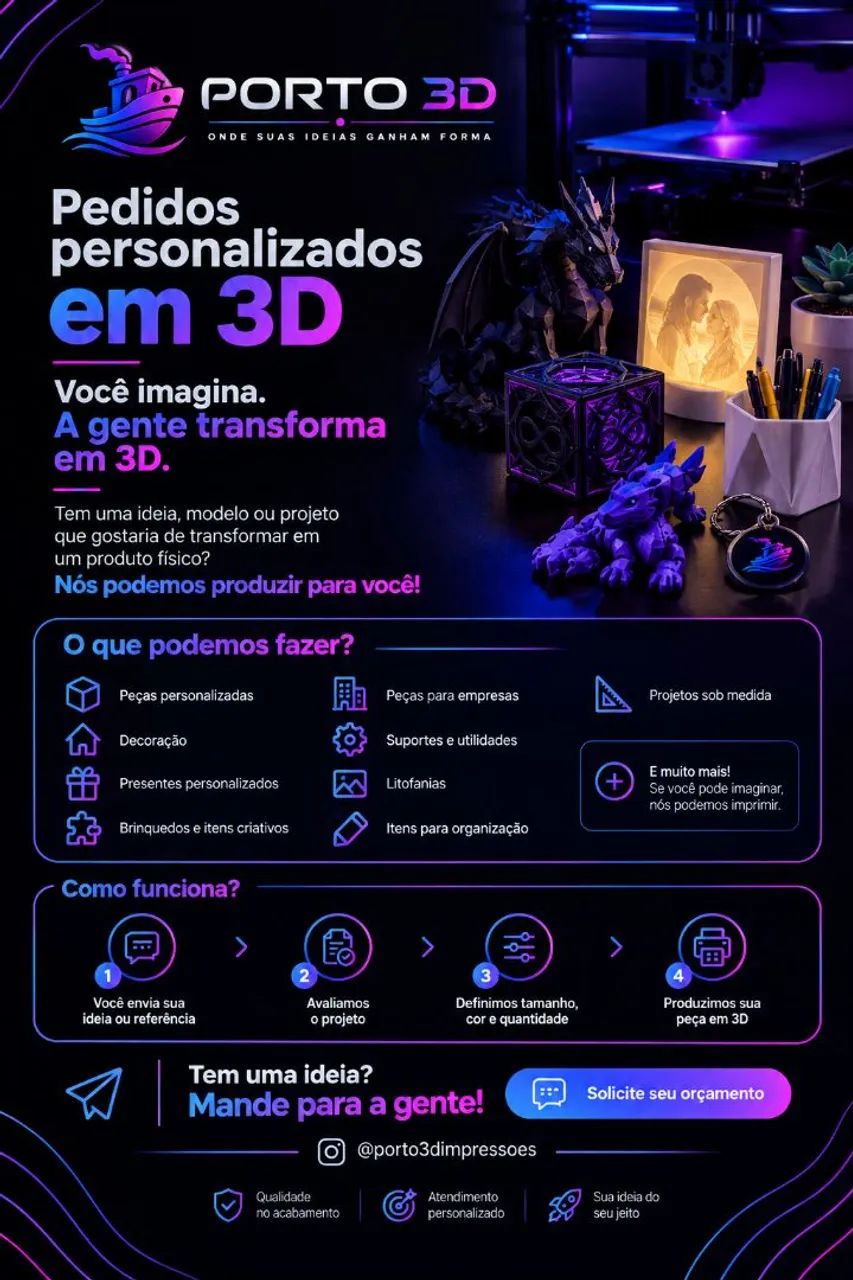 Impressão 3D Sob Encomenda - Orçamento 
