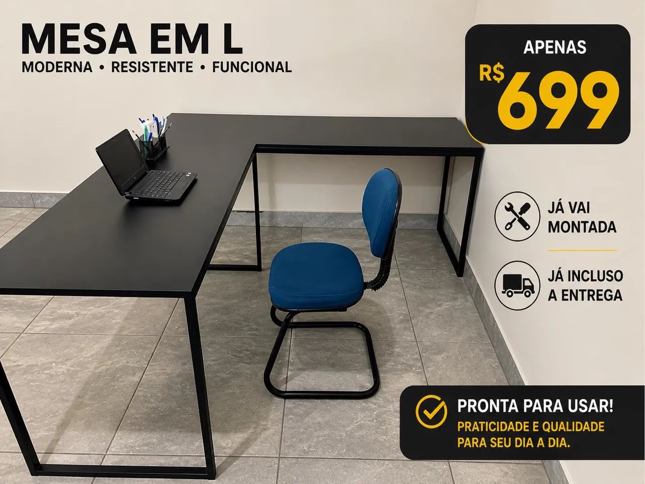 Mesa de escritório em L