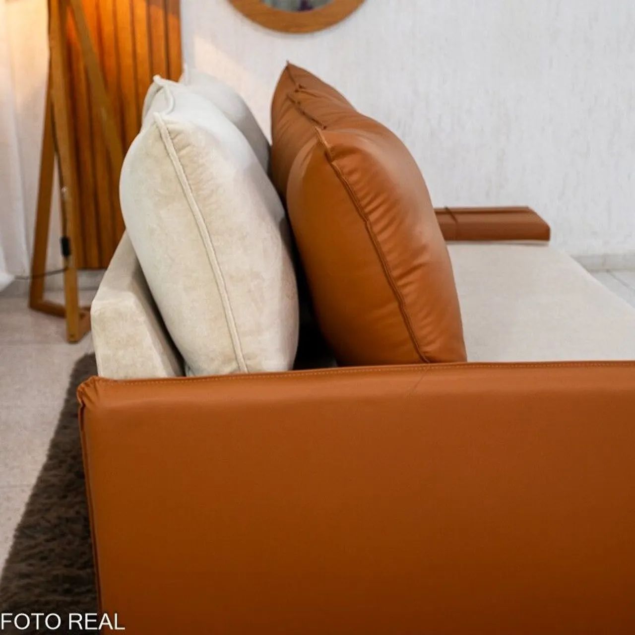 Sofá Cama Casal Larg 1.46m Veludo Bege - Foto 5