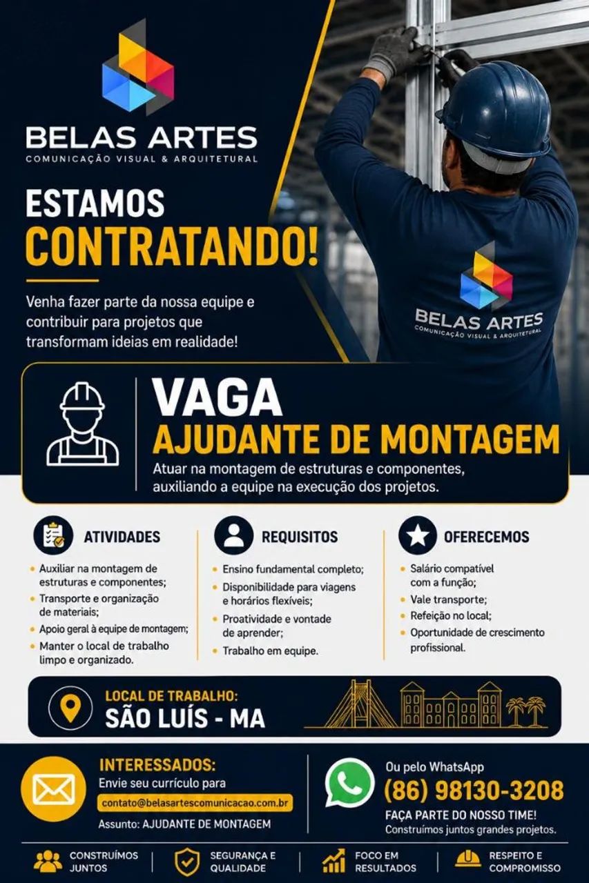 Vaga ajudante de montagem 