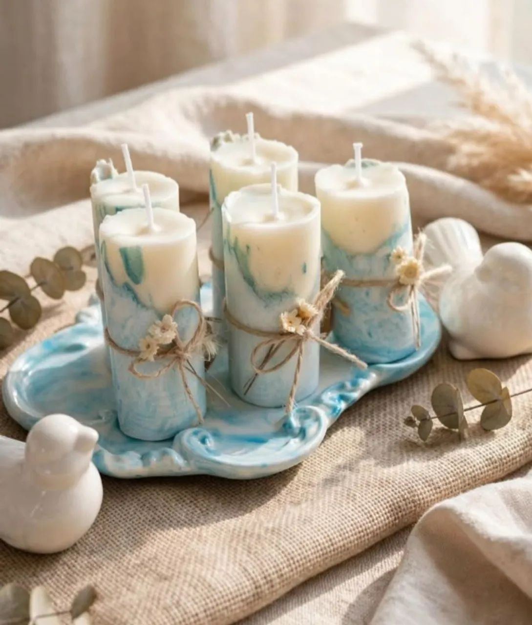 Lembrancinhas kit 10 velas decorativas marmorizadas 