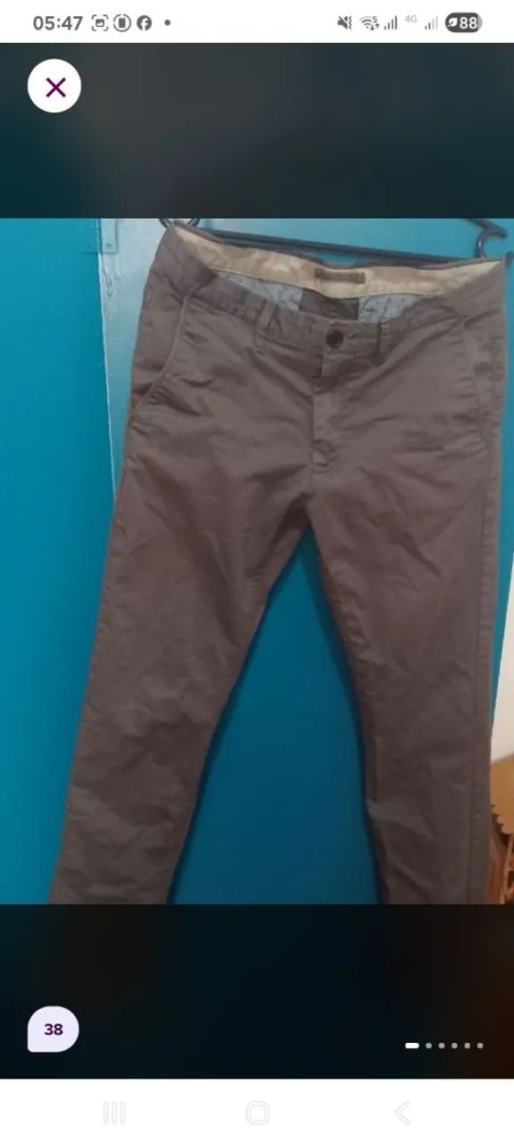 Calça zara slim cinza