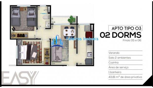 Apartamento 2 dormitórios com sacada e lazer - Apartamento em Lançamentos no bai... - Foto 13