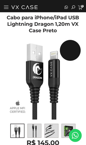 Cabo para iPhone VX CASE com nota