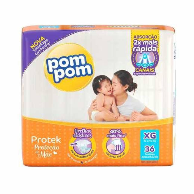 Kit 3 Fraldas Pom Pom Protek Xg 108 Unidades Em Promoção